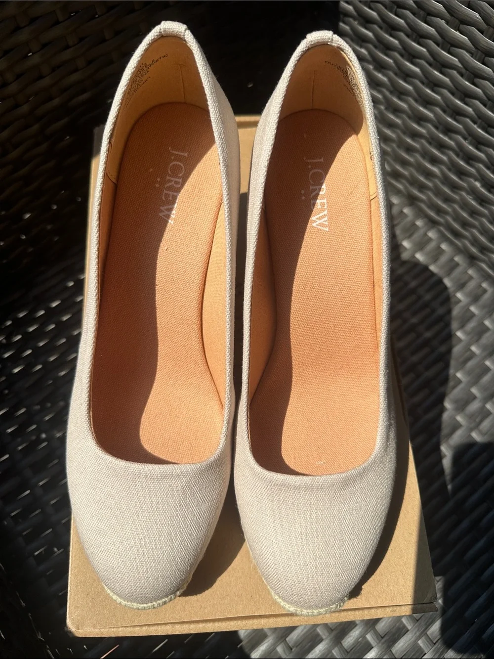 J. Crew Canvas Espadrille Wedge in Beige